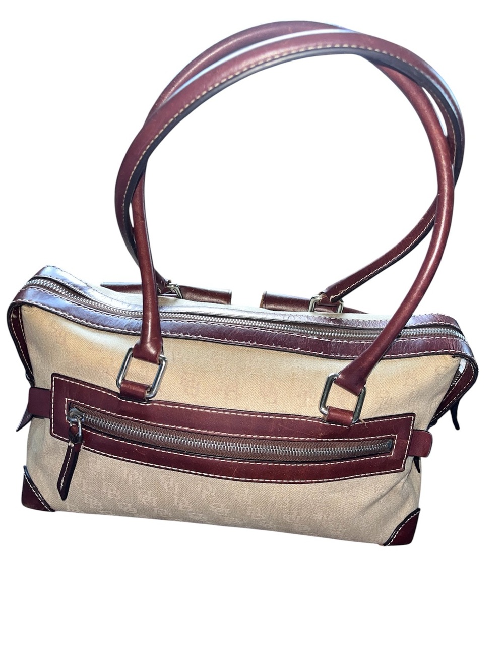 DOONEY AND BOURKE ‘LUCIA’ DOUBLE POCKET SIGNATURE SATCHEL VINTAGE - Picture 2 of 11
